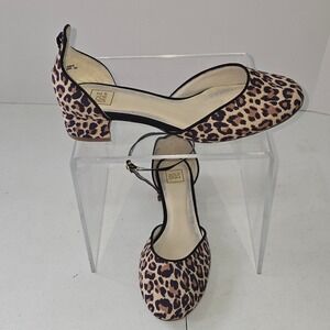 Sole Diva Leopard Print D'Orsay Pumps Womens UK 6E/ 8 Block Heel Shoes